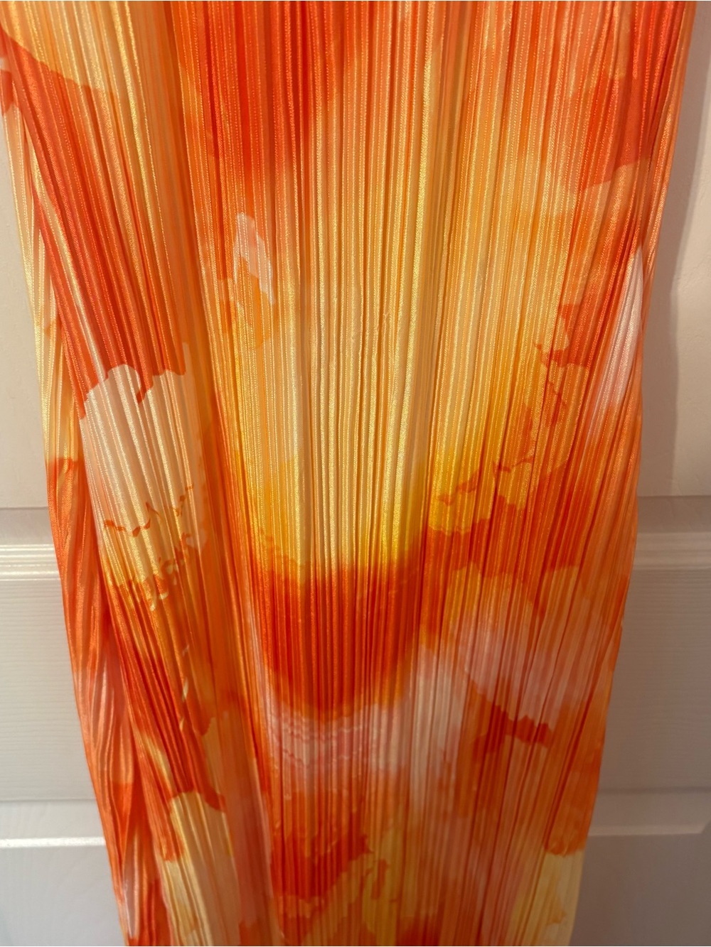 Orange & Yellow Hawaiian Pleated Slip Dress - Picture 11 of 12